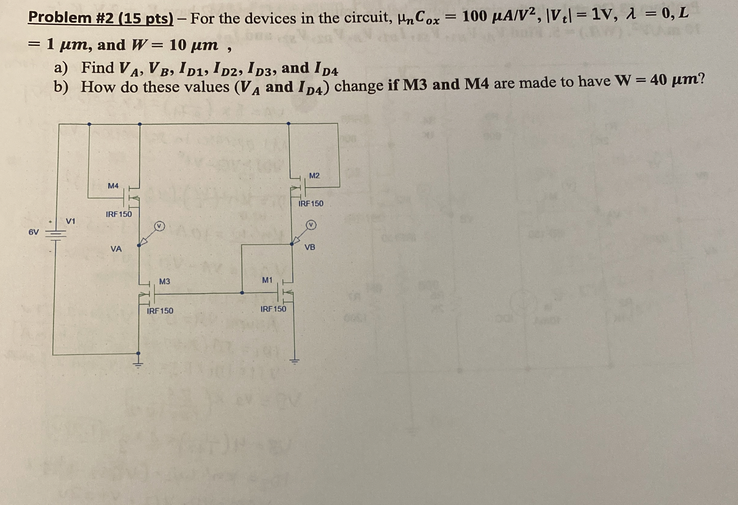 Problem # 2 ( 1 5 pts ) - For the devices in the