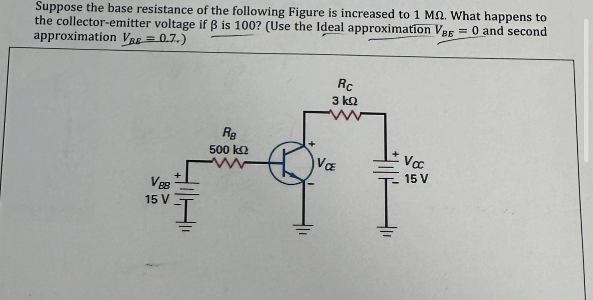 Suppose the base resistance of the following