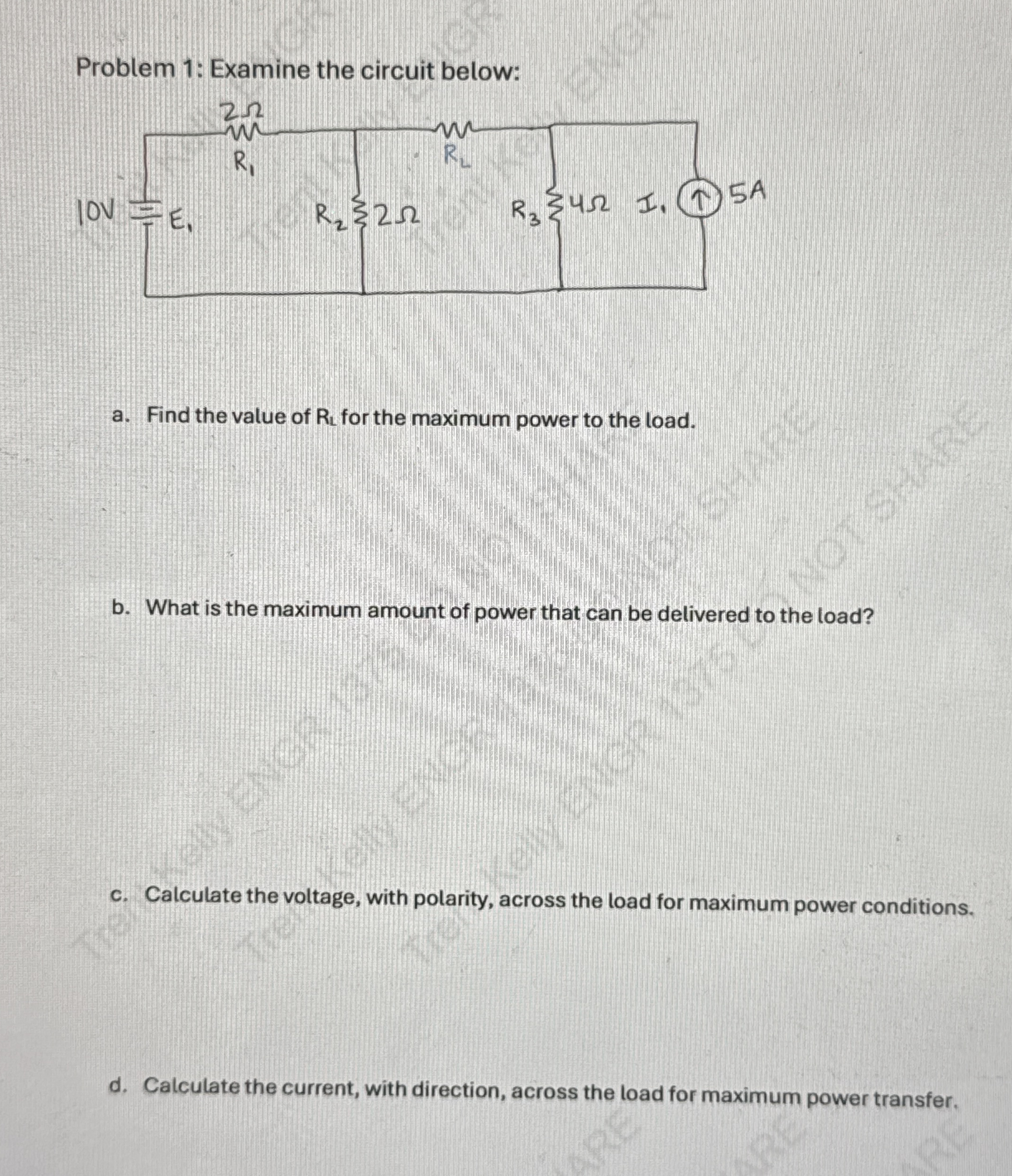 Problem 1 : Examine the circuit below: a . Find