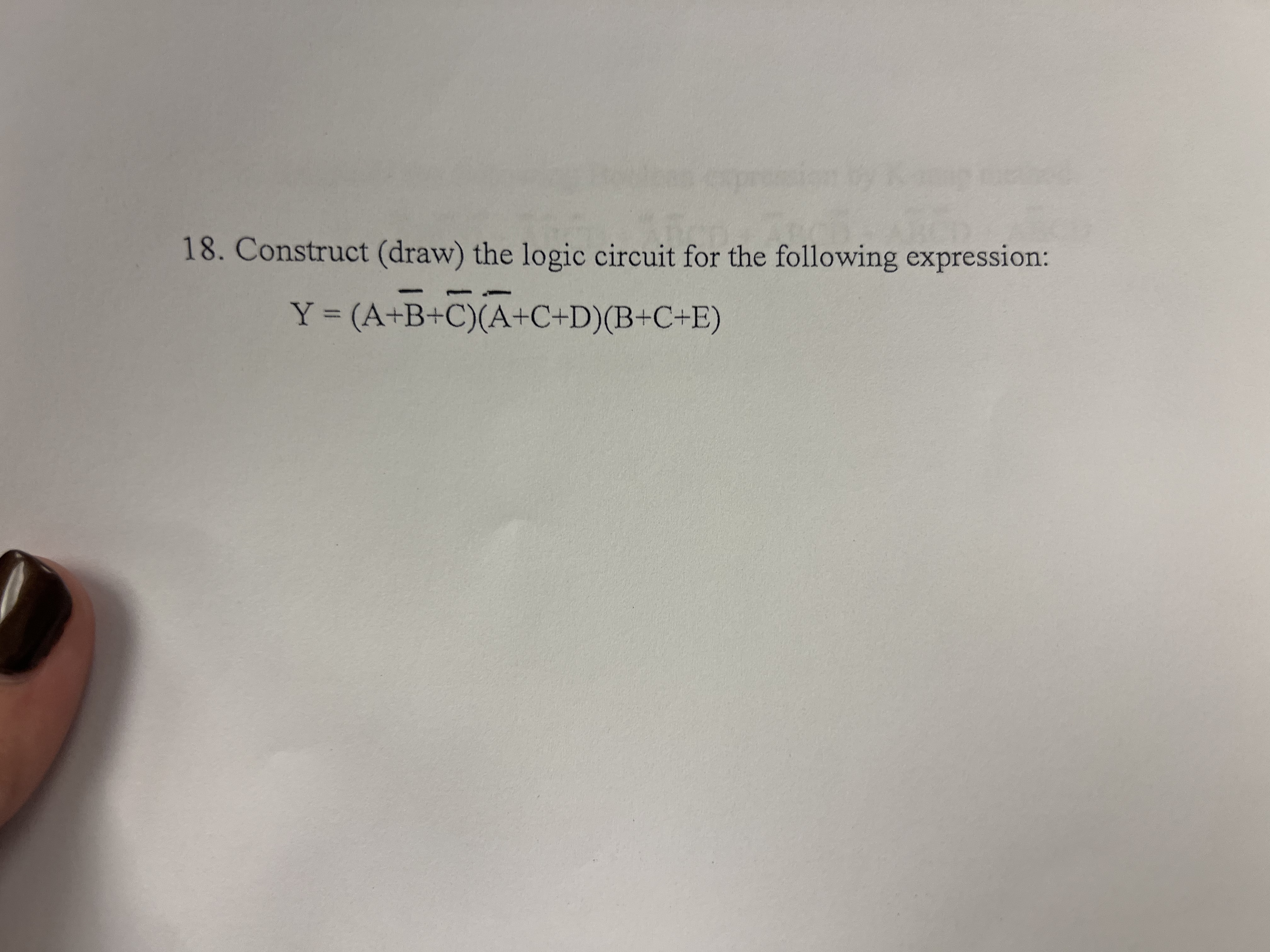 Construct ( draw ) the logic circuit for the