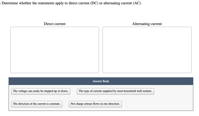 Determine whether the statements apply to direct