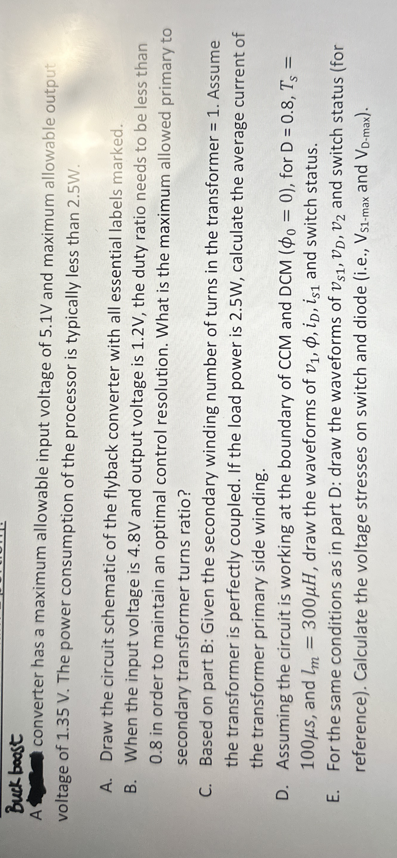 Buck boost A converter has a maximum allowable