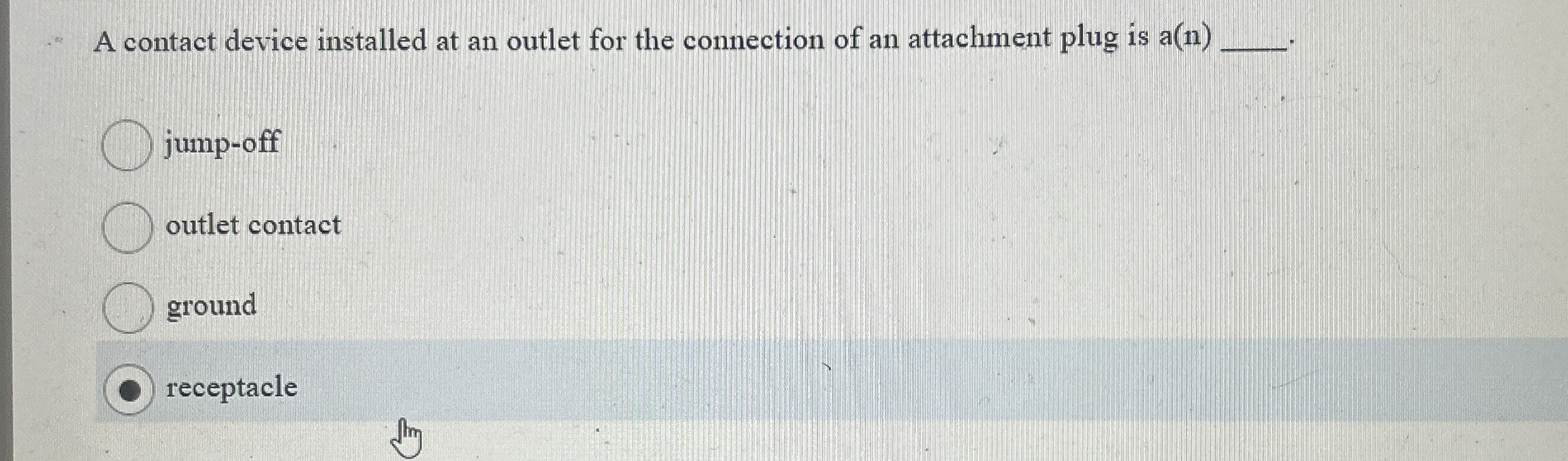A contact device installed at an outlet for the