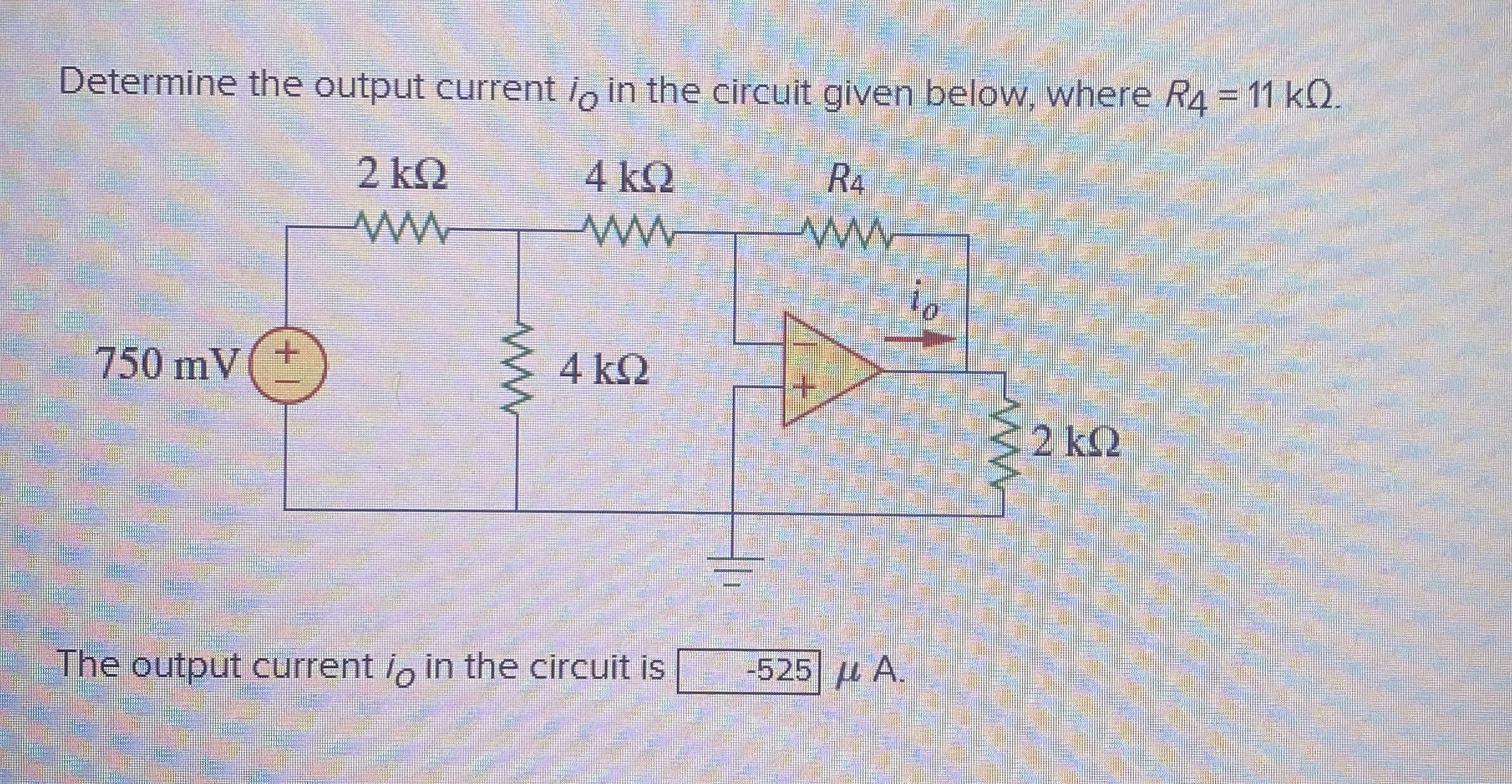 Determine the output current i 0 in the circuit
