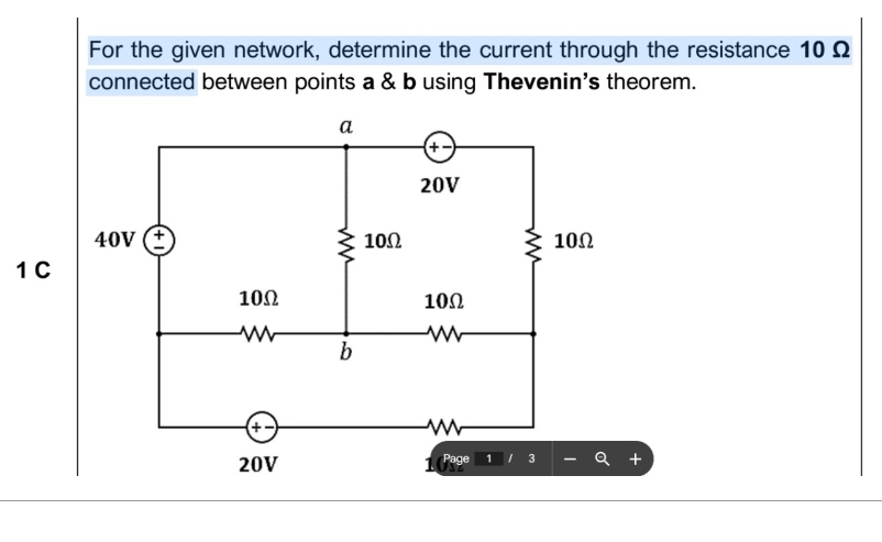 For the given network, determine the current