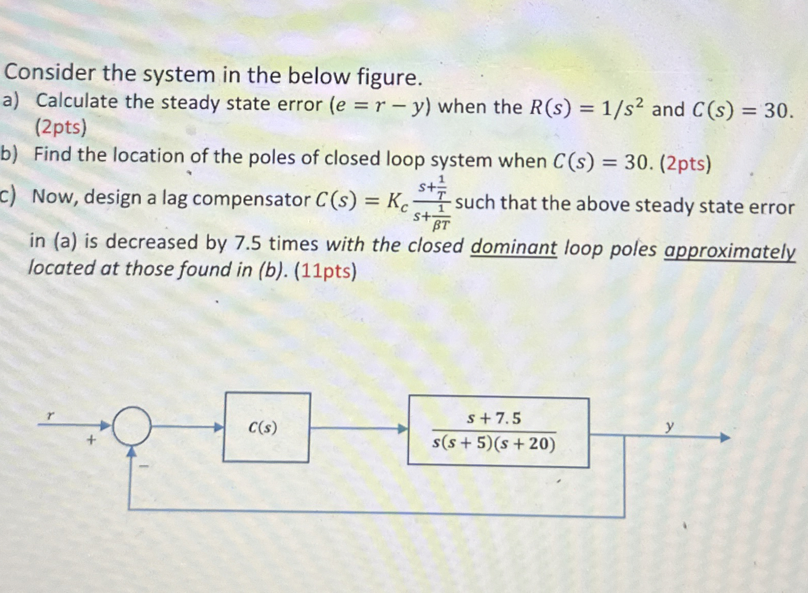 Consider the system in the below figure. a )