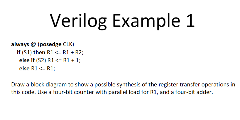 Verilog Example 1 ` ` ` always @ ( posedge CLK )