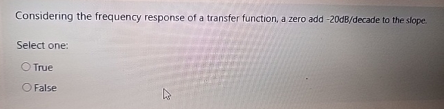 Considering the frequency response of a transfer