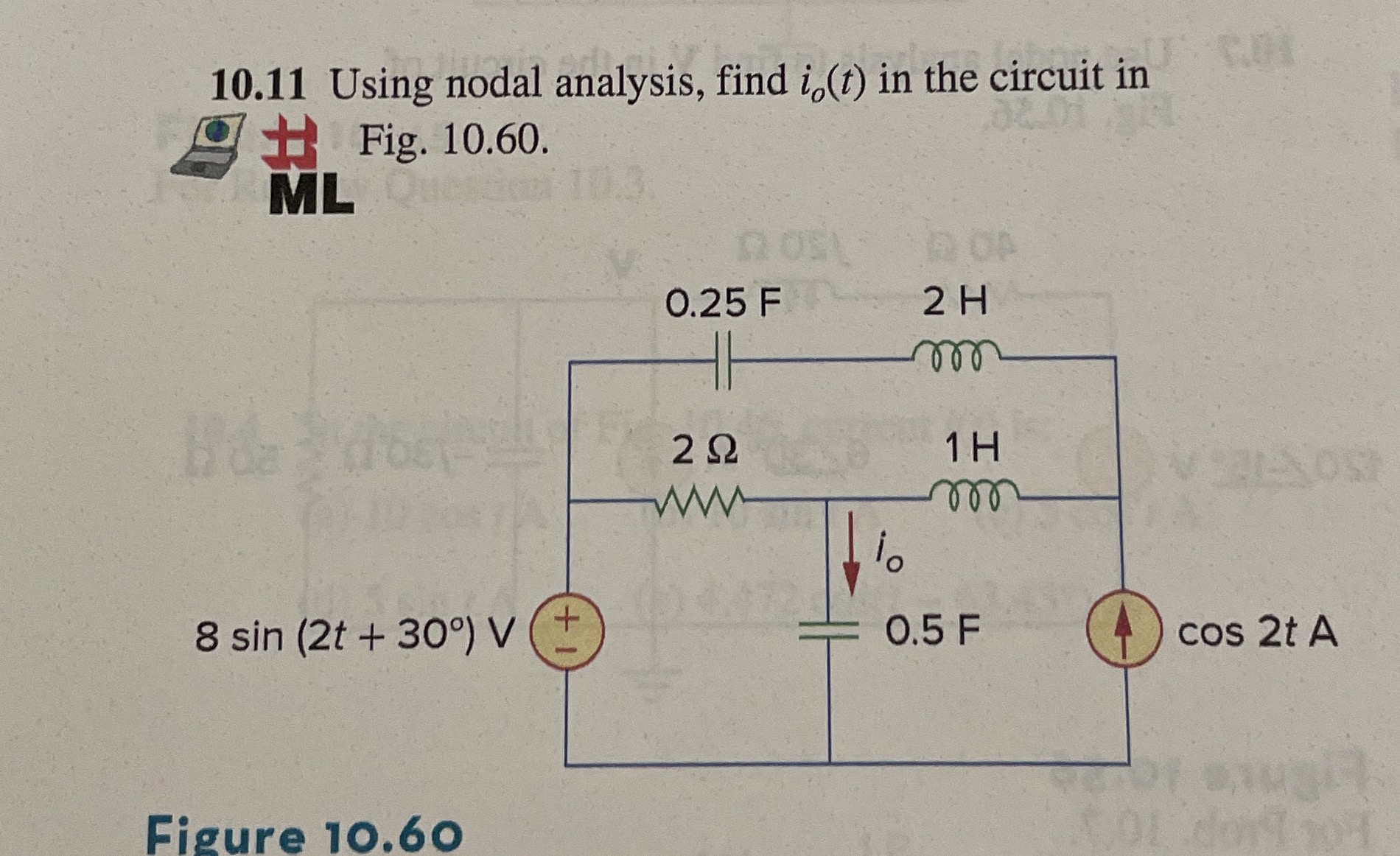 1 0 . 1 1 Using nodal analysis, find i o ( t ) in