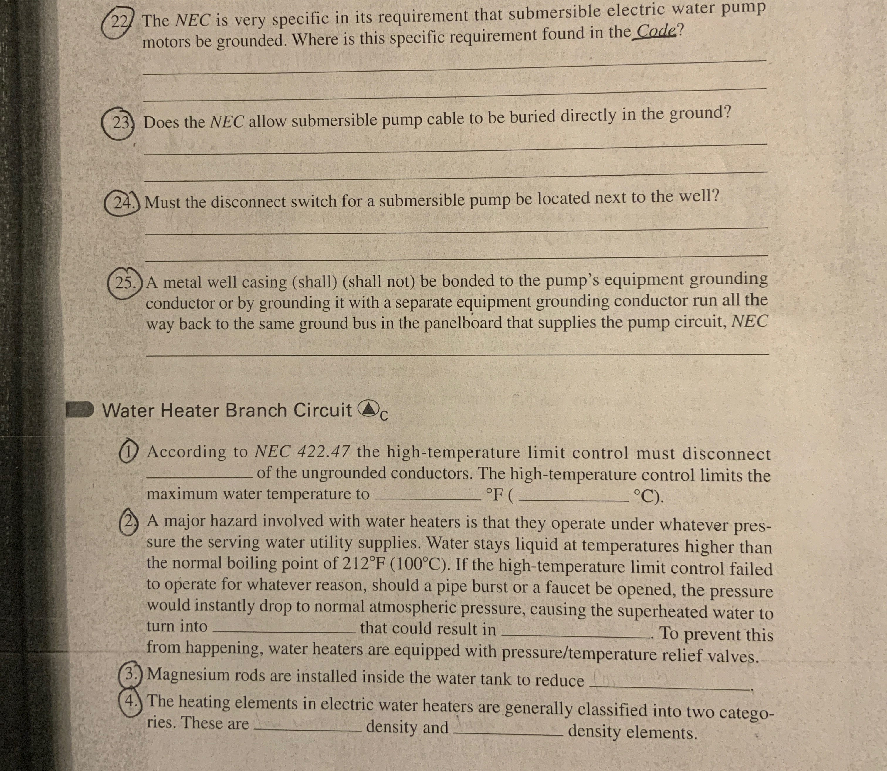 2 2 . The NEC is very specific in its requirement