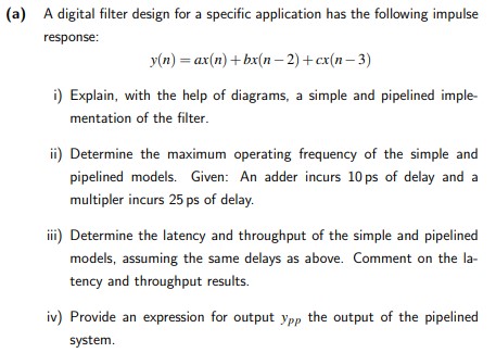 ( a ) A digital filter design for a specific