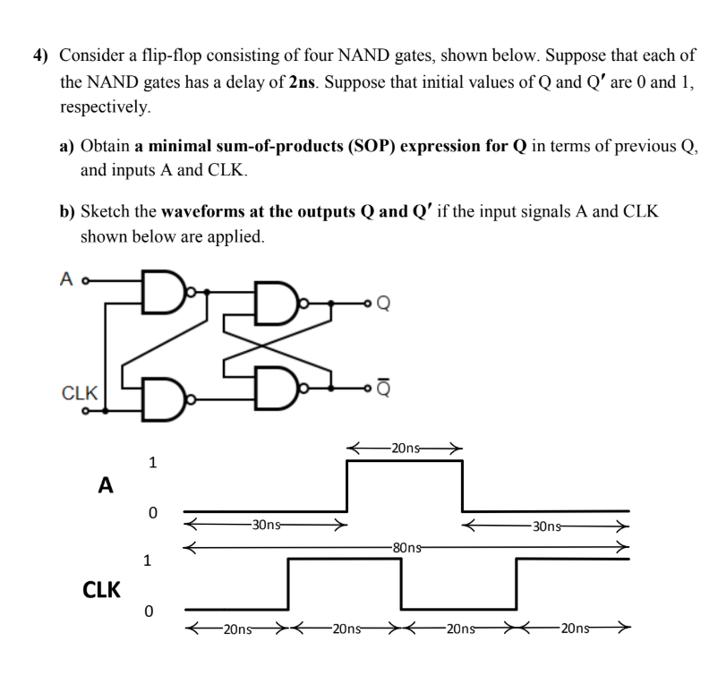 Consider a flip - flop consisting of four NAND