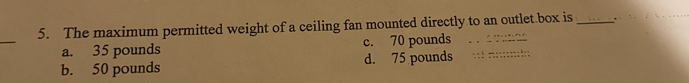 The maximum permitted weight of a ceiling fan