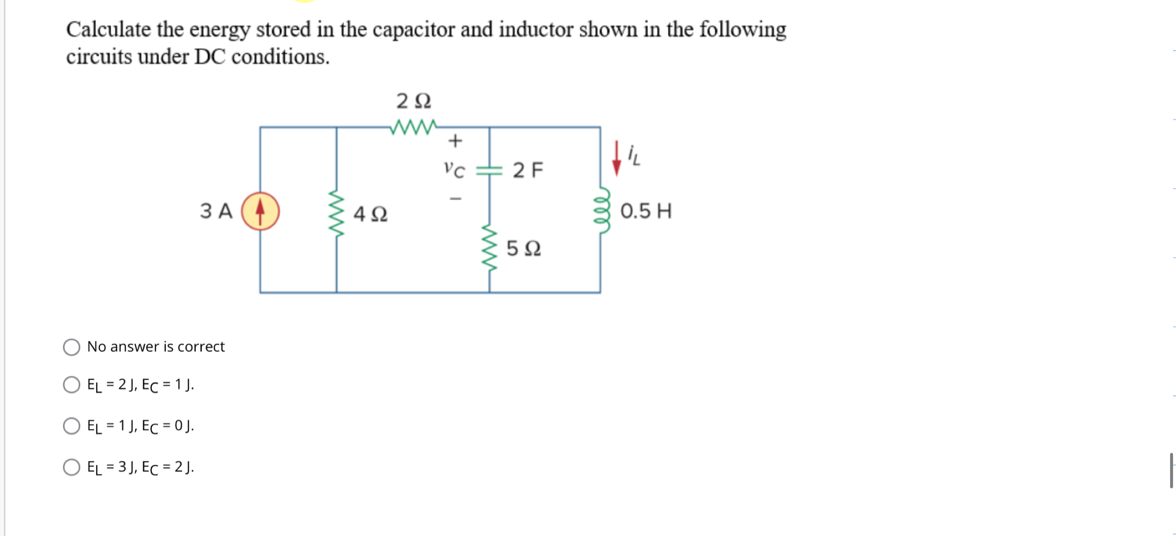 Calculate the energy stored in the capacitor and