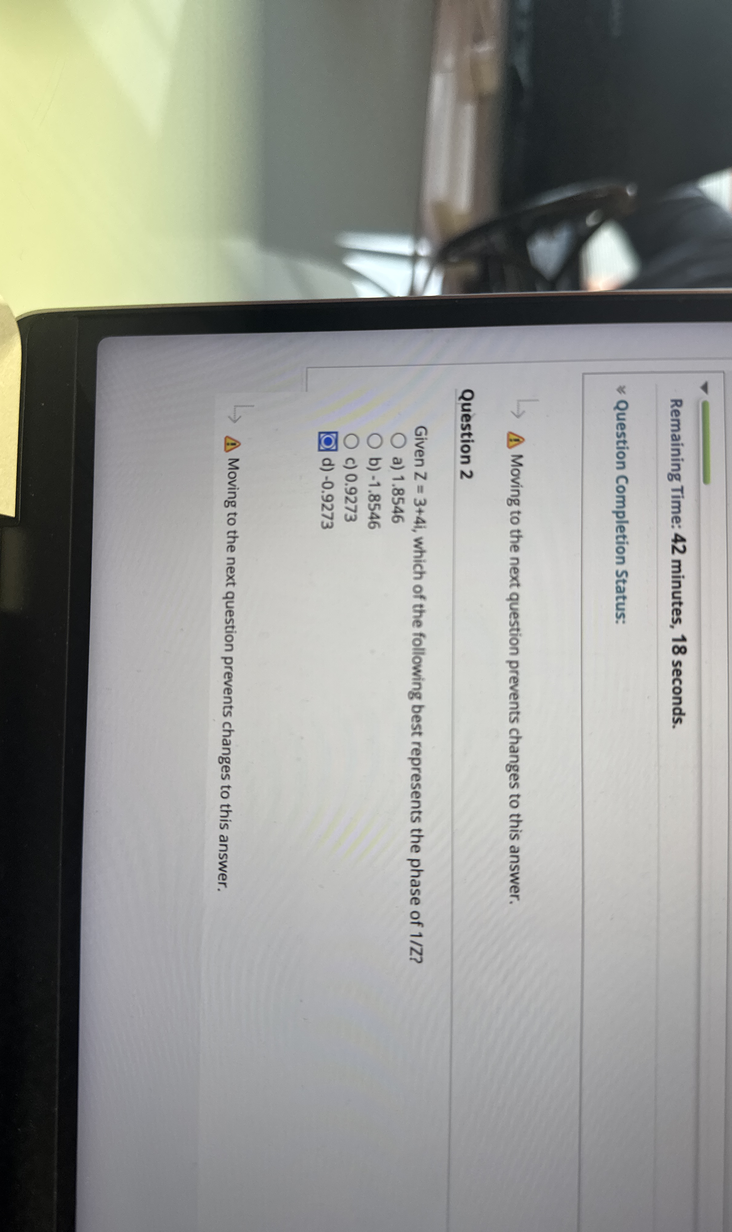 Remaining Time: 4 2 minutes, 1 8 seconds.