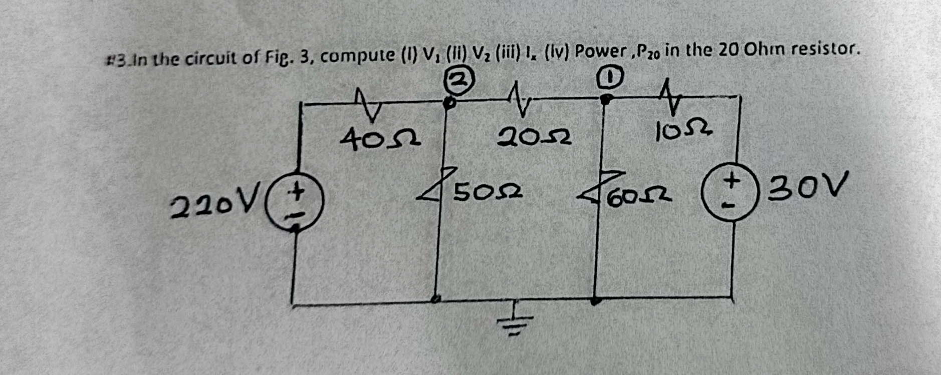Compute V 1 , V 2 , Ix and the power