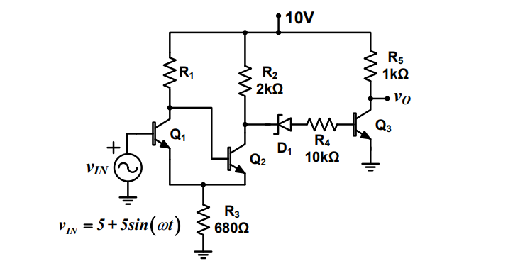 In the circuit given below, for transistors Q 1 ,
