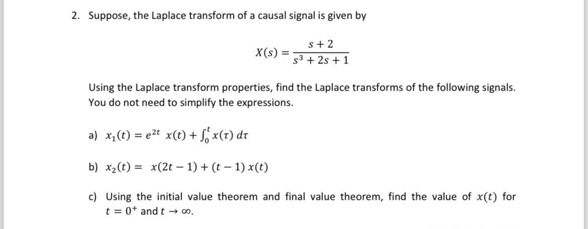 Suppose, the Laplace transform of a causal signal