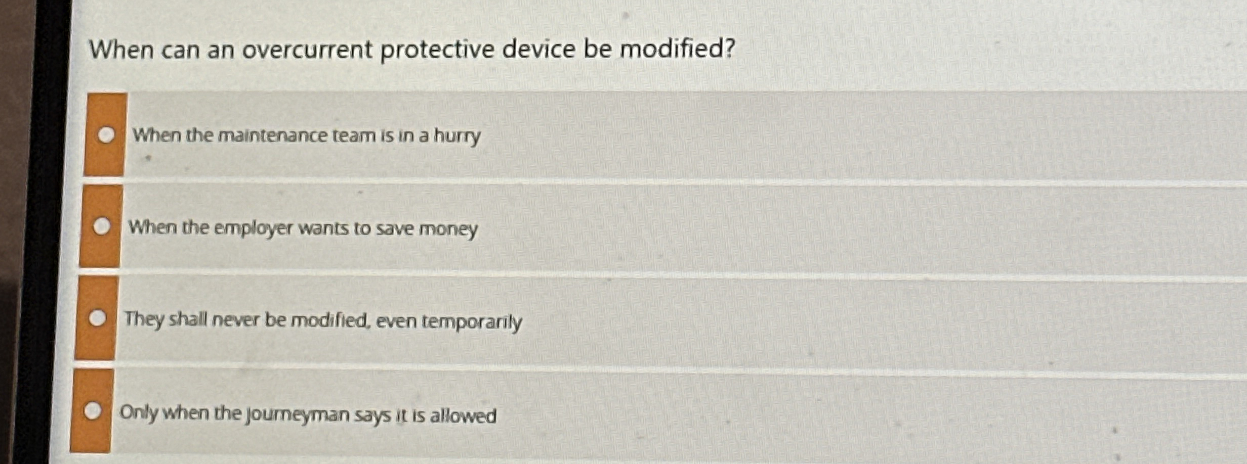 When can an overcurrent protective device be