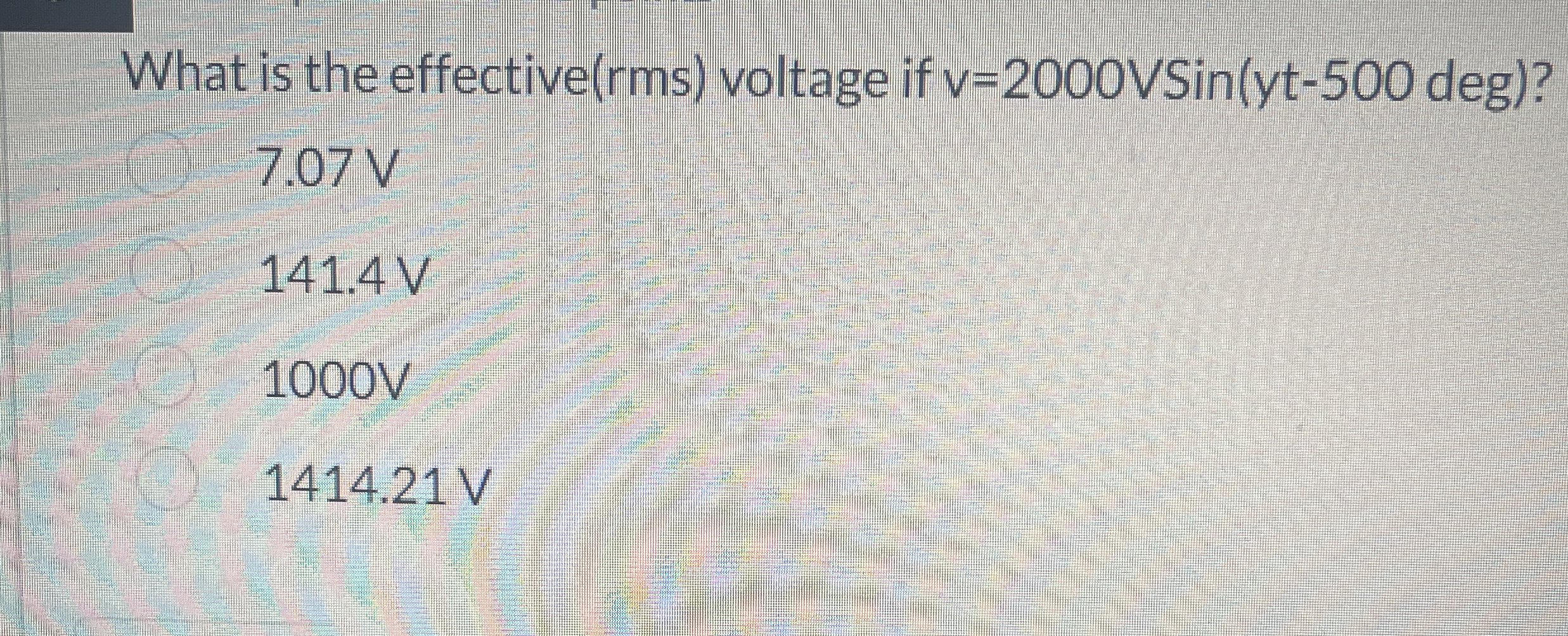 What is the effective ( rms ) voltage if v = 2 0