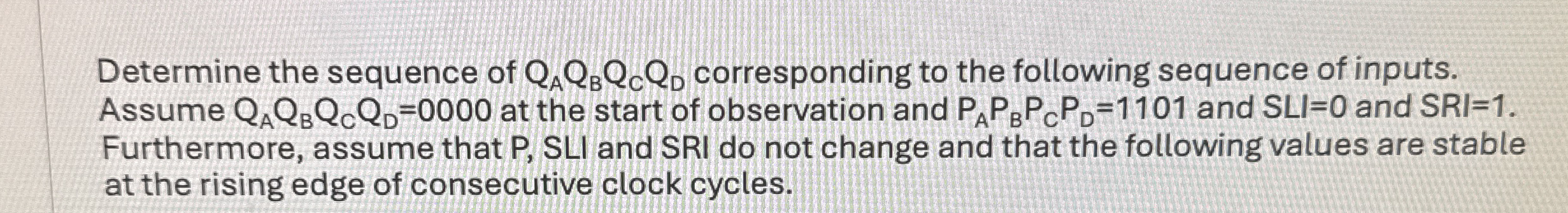 Determine the sequence of Q A Q B Q C Q D