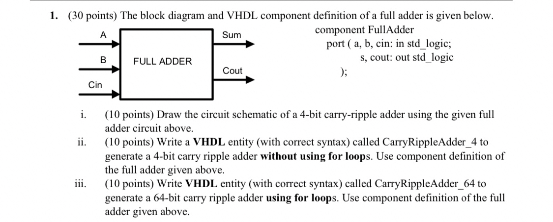( 3 0 points ) The block diagram and VHDL