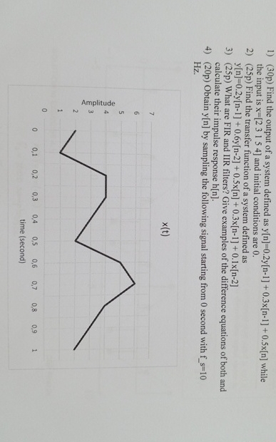 ( 3 0 p ) Find the output of a system defined as