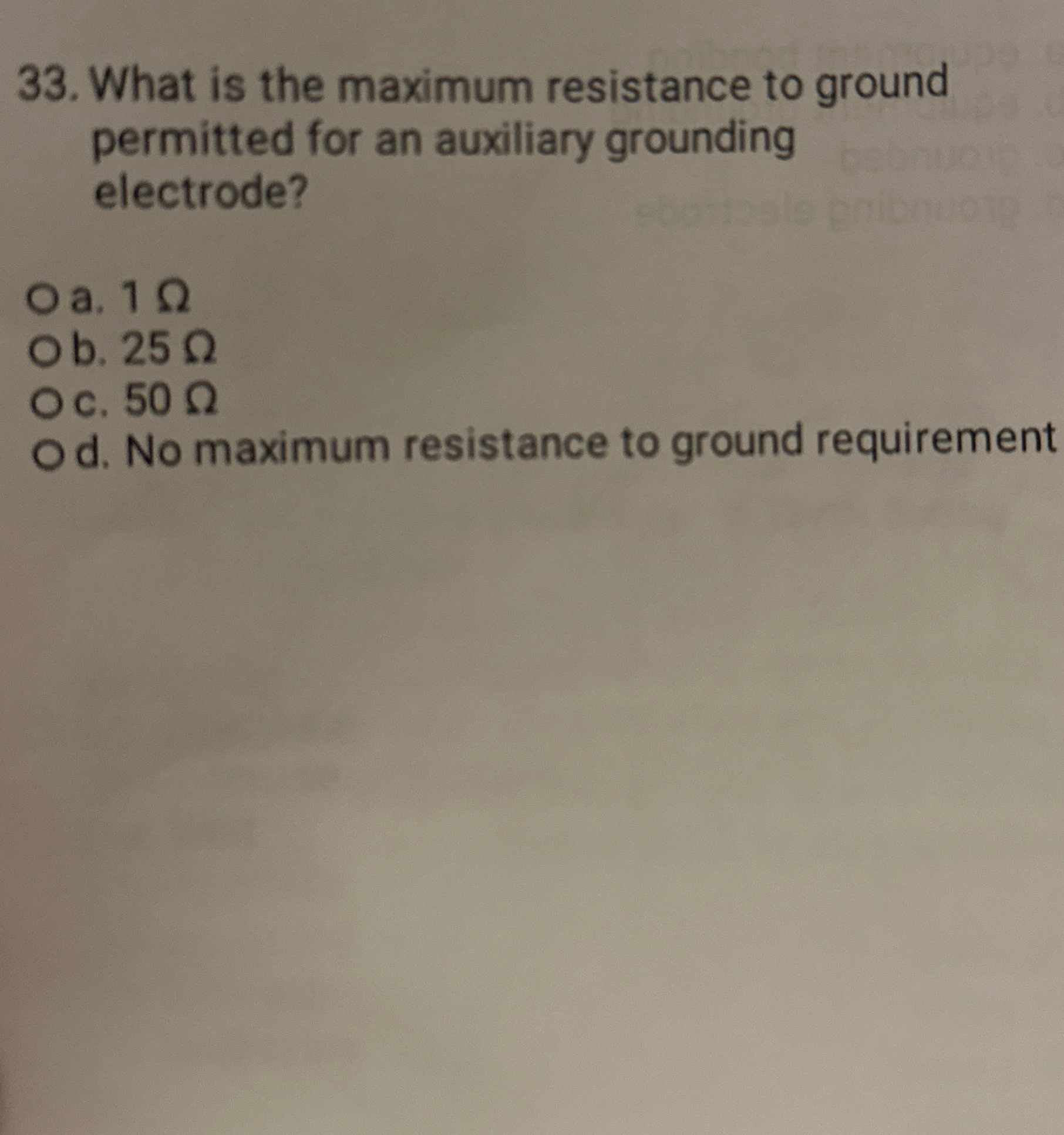 What is the maximum resistance to ground