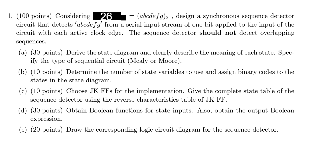 ( 1 0 0 points ) Considering 2 6 = ( abcdefg ) _
