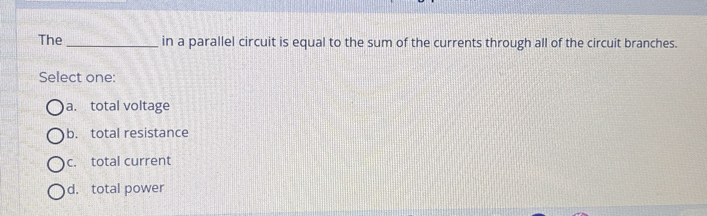 The q , in a parallel circuit is equal to the sum