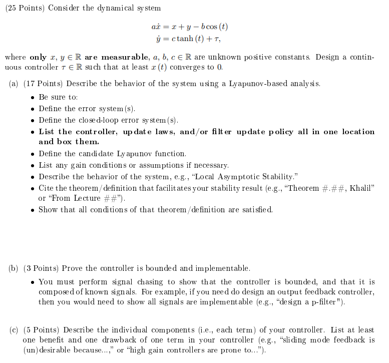 ( 2 5 Points ) Consider the dynamical system \ [