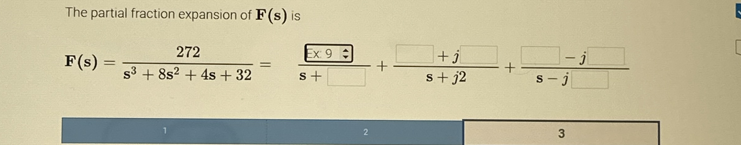 The partial fraction expansion of F ( s ) is F (