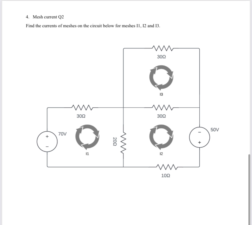 Mesh current Q 2 Find the currents of meshes on