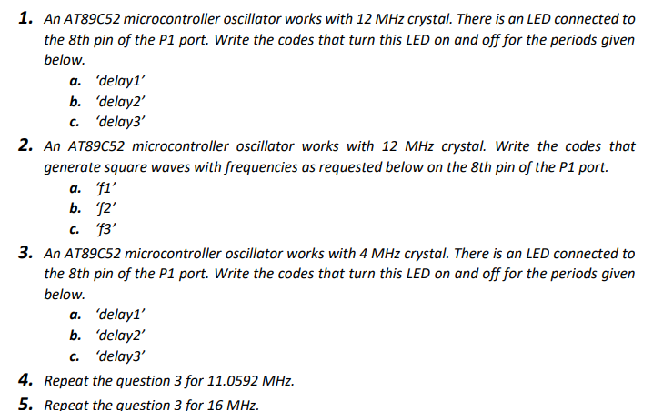 1 . An AT 8 9 C 5 2 microcontroller oscillator