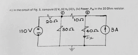 Find V 1 , V 2 , Ix , and the power