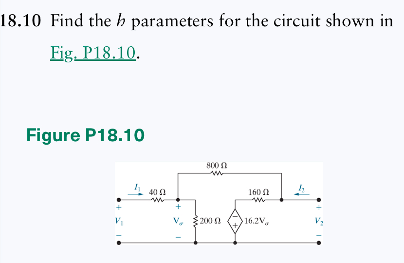 1 8 . 1 0 Find the \ ( h \ ) parameters for the