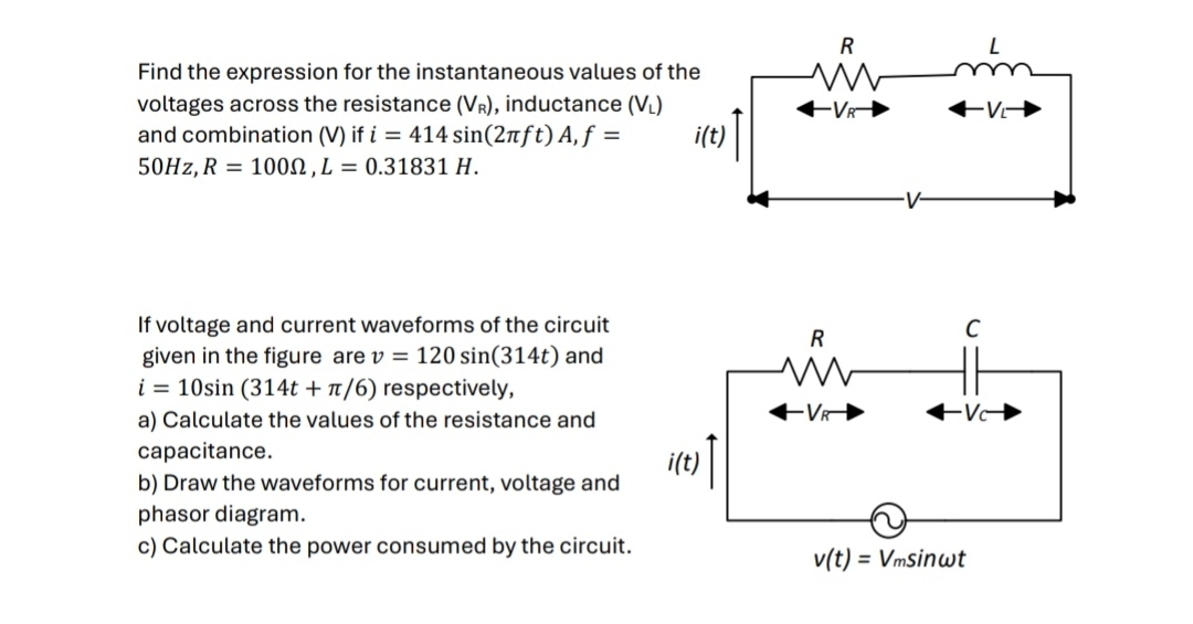 Find the expression for the instantaneous values