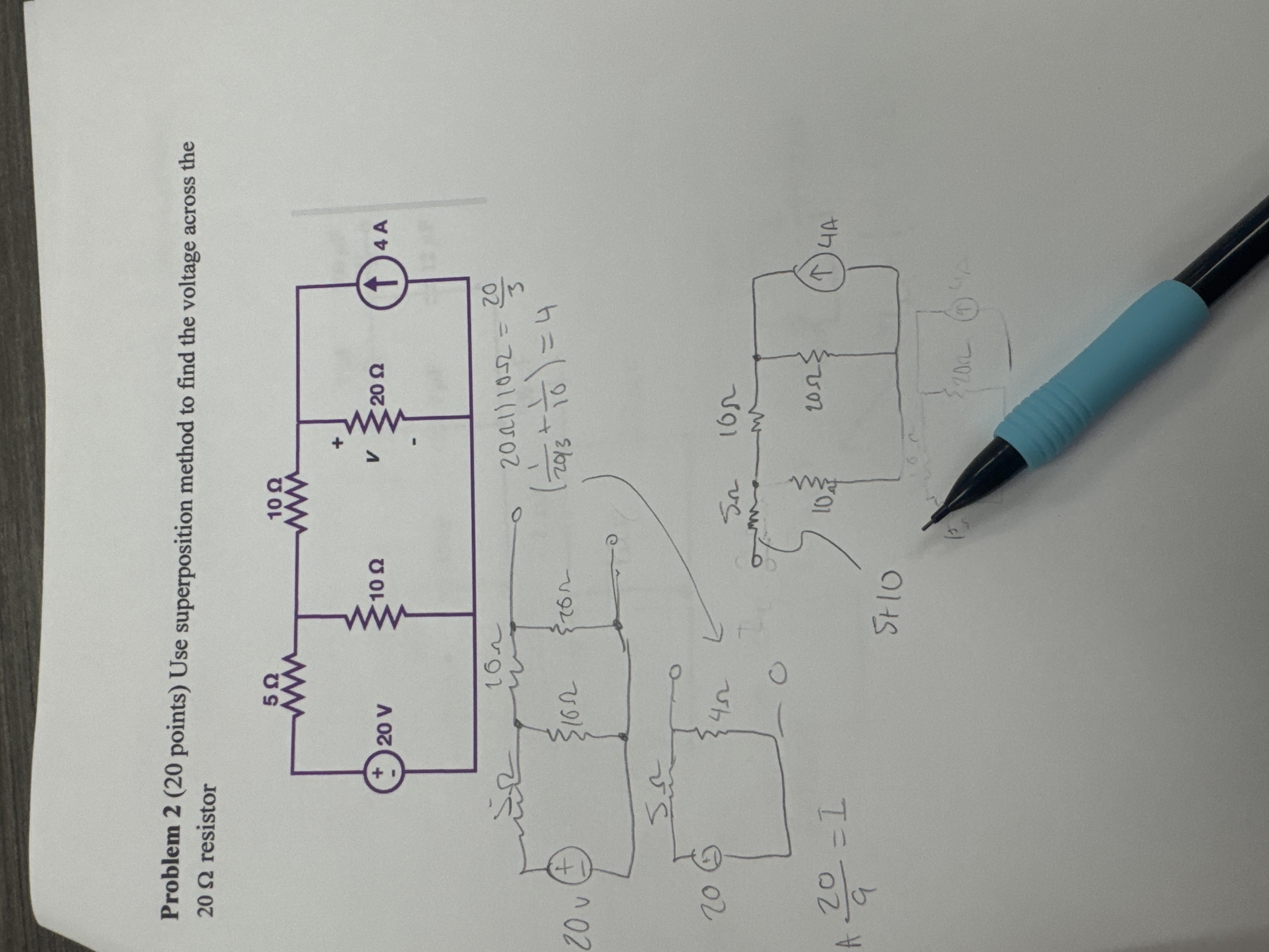 Problem 2 ( 2 0 points ) Use superposition method