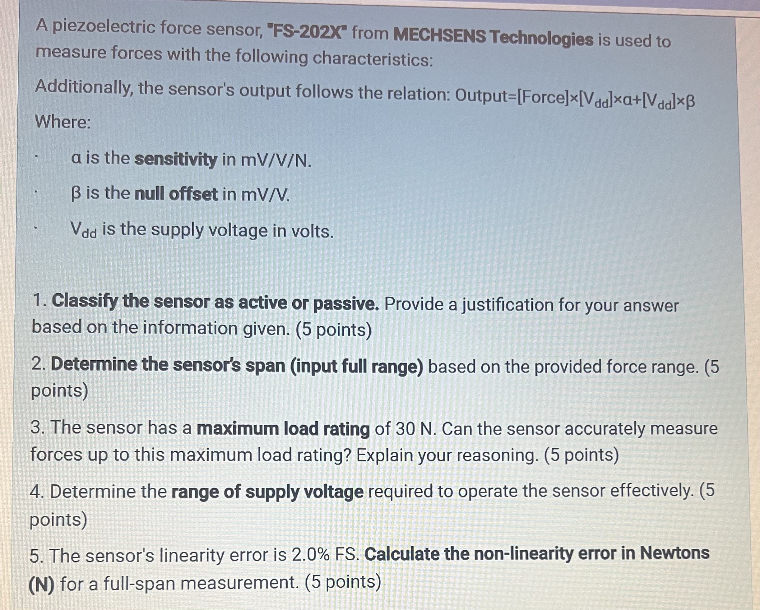 A piezoelectric force sensor , 