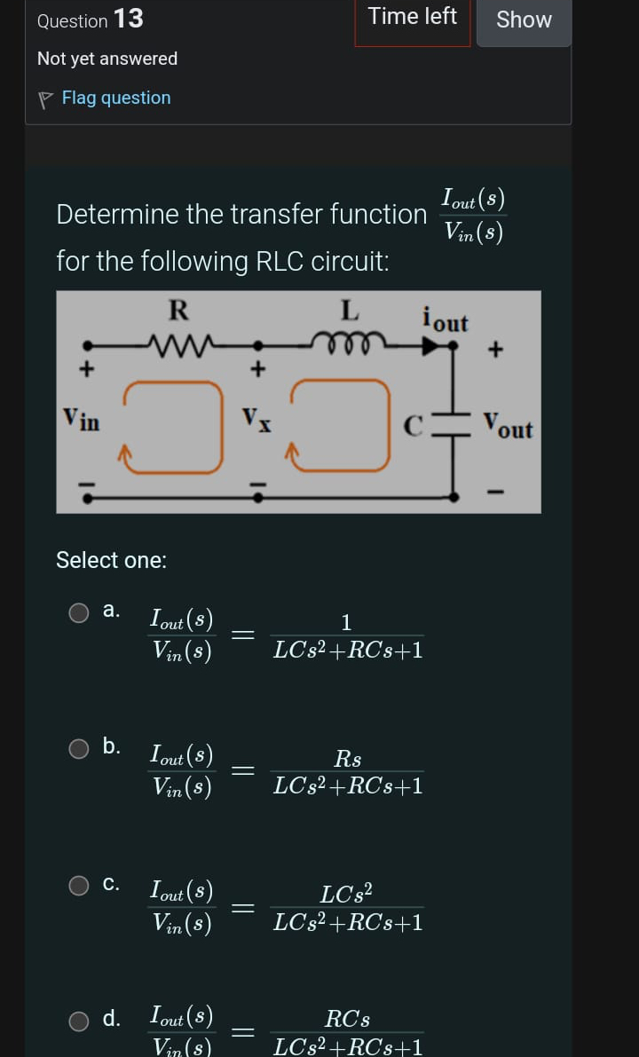 Question 1 3 Time left Not yet answered Flag