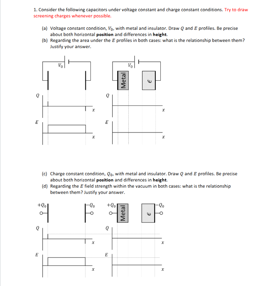 Consider the following capacitors under voltage