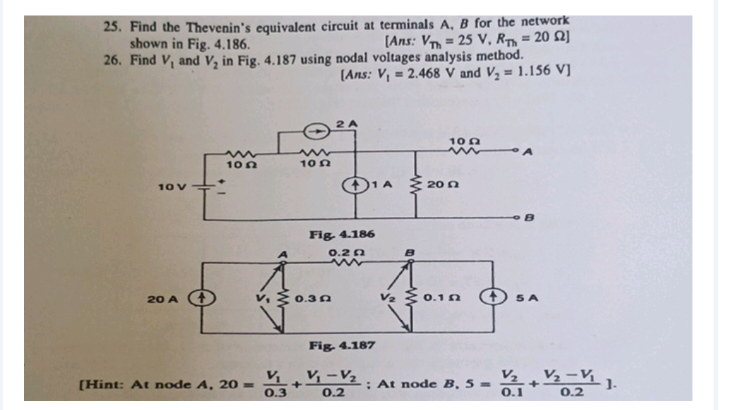 Find the Thevenin's equivalent circuit at