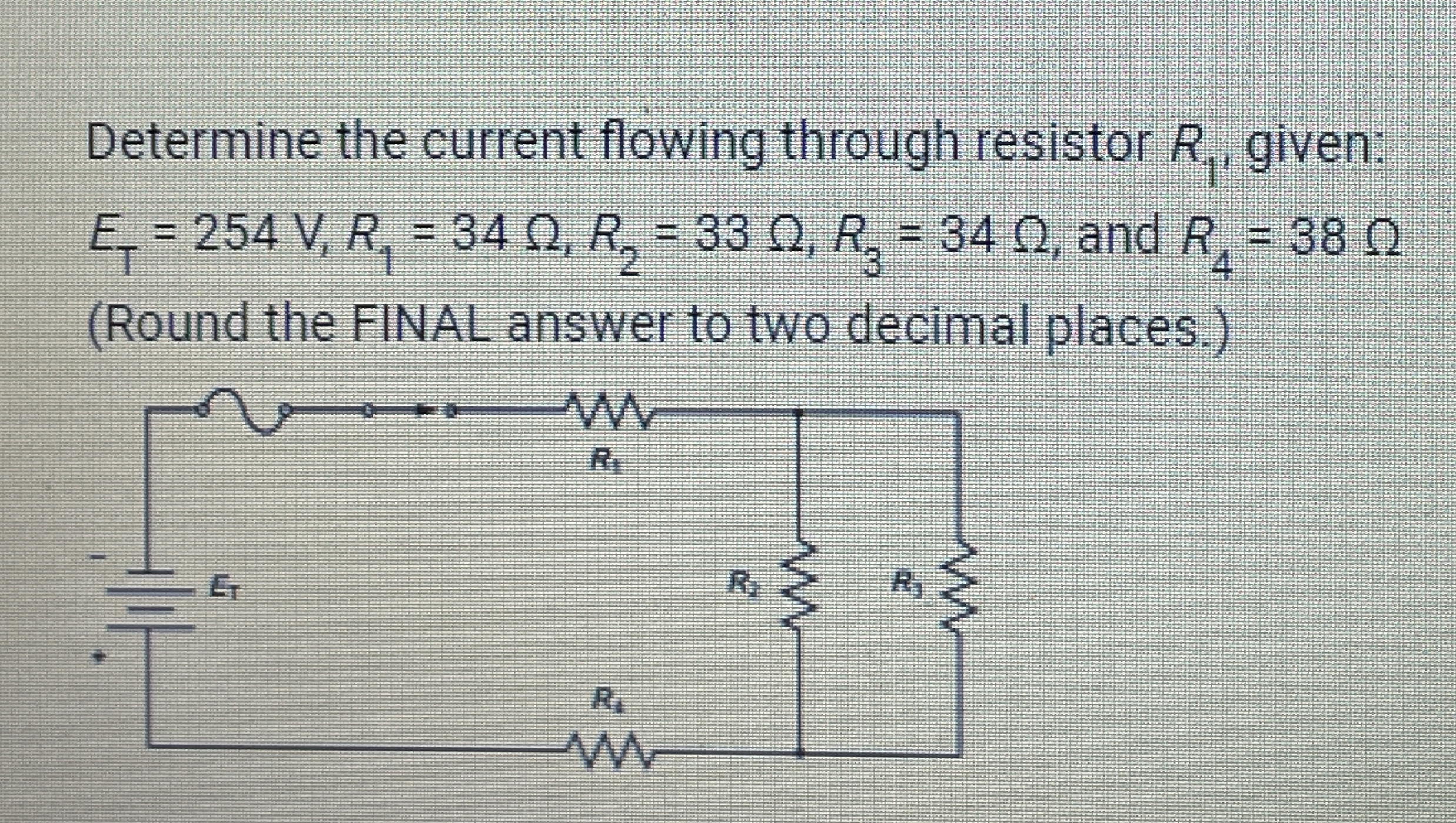 Determine the current flowing through resistor R
