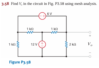 3 . 5 8 Find \ ( V _ { o } \ ) in the circuit in