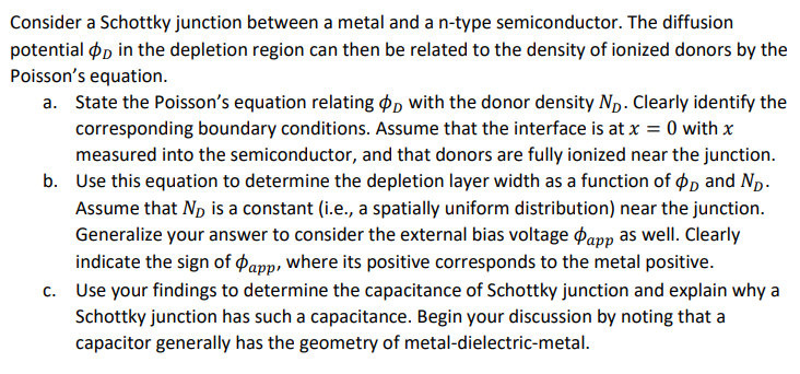 Consider a Schottky junction between a metal and