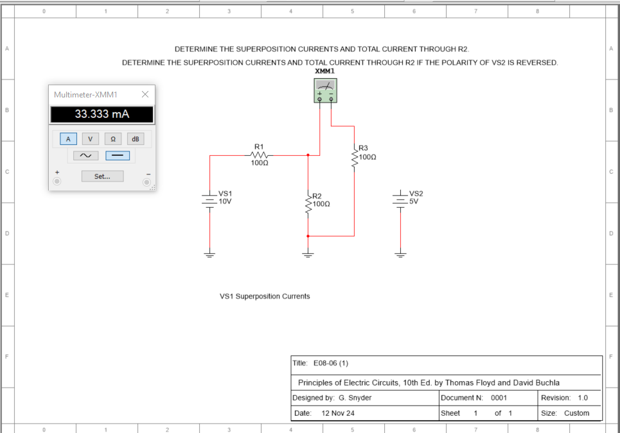 Determine the superposition current through R 2 .