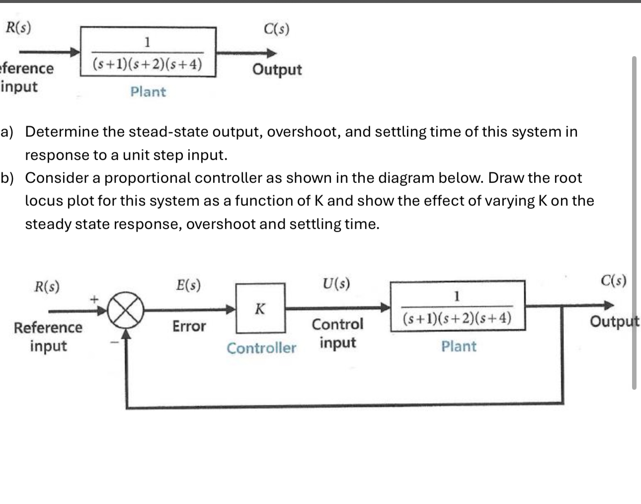 a ) Determine the stead - state output,