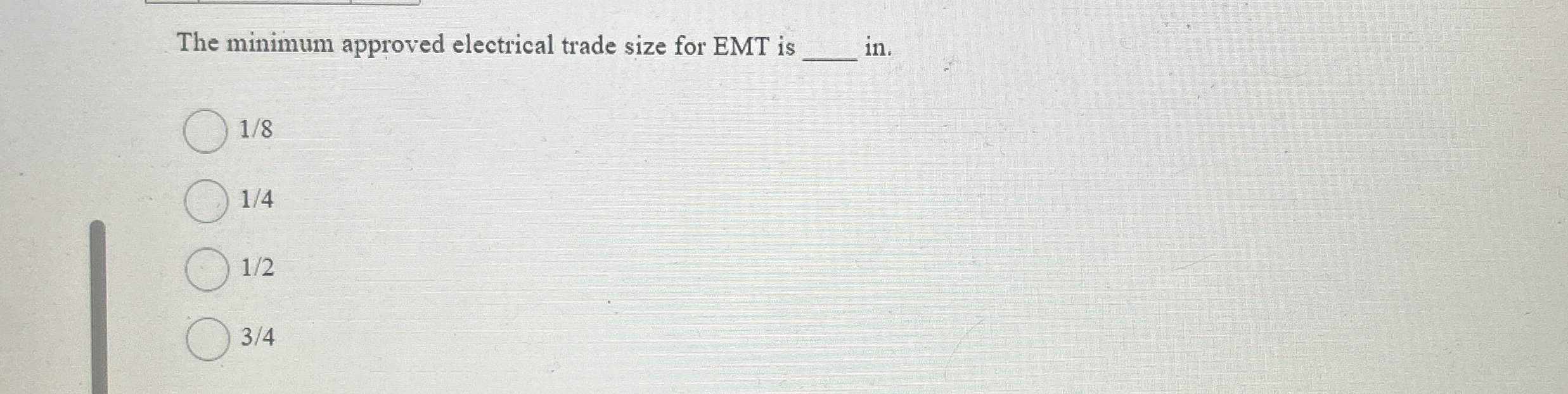 The minimum approved electrical trade size for