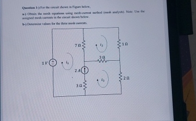 Qustica 1 - ) For the circsil shown in Bigure