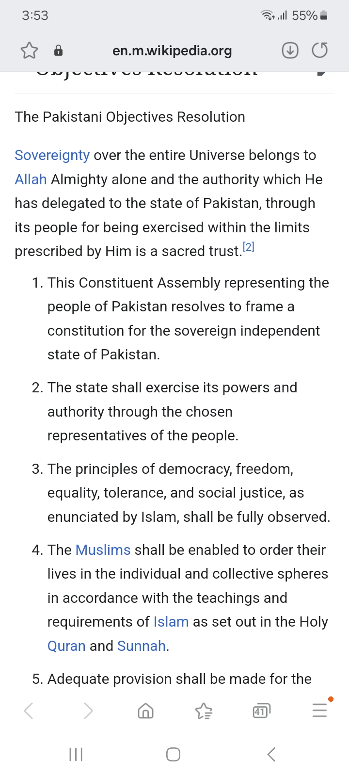 The Pakistani Objectives Resolution Sovereignty